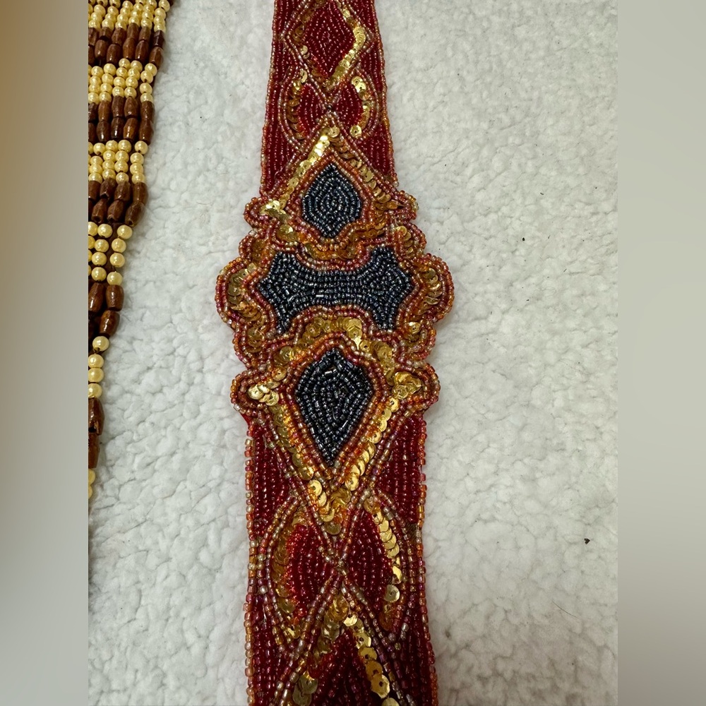 Vintage Beaded Women's Belts Lot - Red and Brown Dead-stock New in package Y2K - Picture 3 of 6